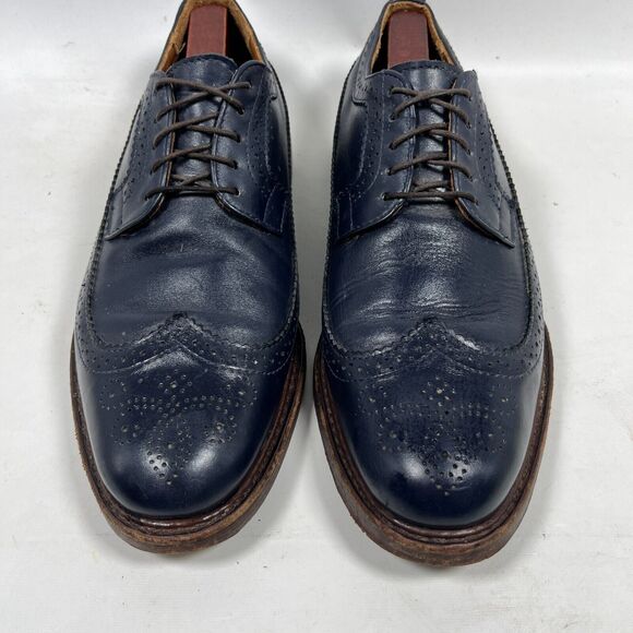 RANCOURT Shoes Mens 9.5D Oxford Leather Dress Longwing Wingtip Blue Maine USA main image 13